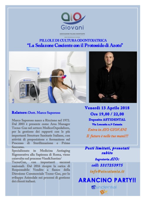 Sedazione cosciente AIOGIOVANI DOTT. SAPOROSO ASTIDENTAL TECNOGAZ